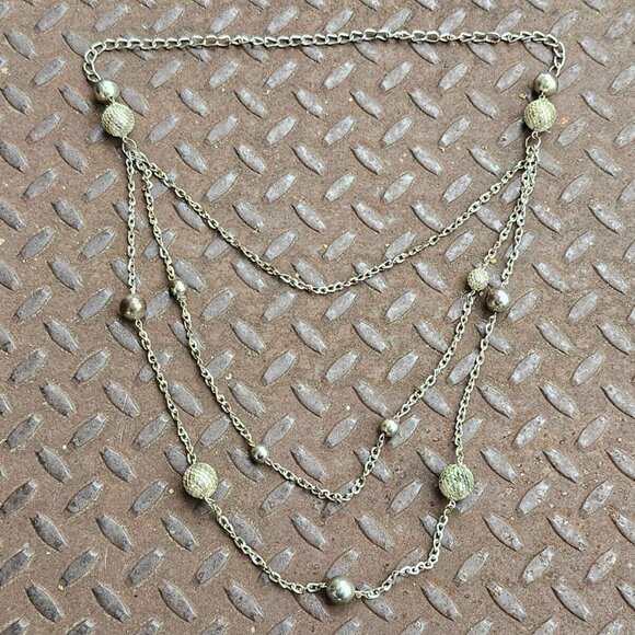 Women Necklace Long Chain Statement Silver Tone Fashion Jewelry - Picture 4 of 10